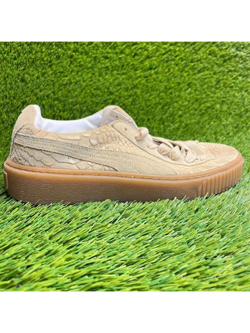 Puma Platform Exotskin Womens Size 7.5 Natural Vachetta Athletic Shoes Sneakers